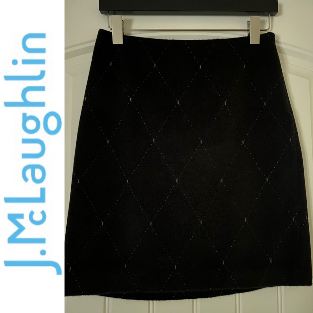 New/ NBW J.McLaughlin Wool/Cashmere Black Skirt sz 0